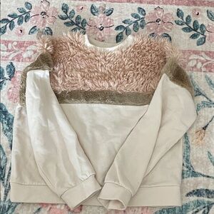 Zara Pink and Cream Fuzzy Sweater